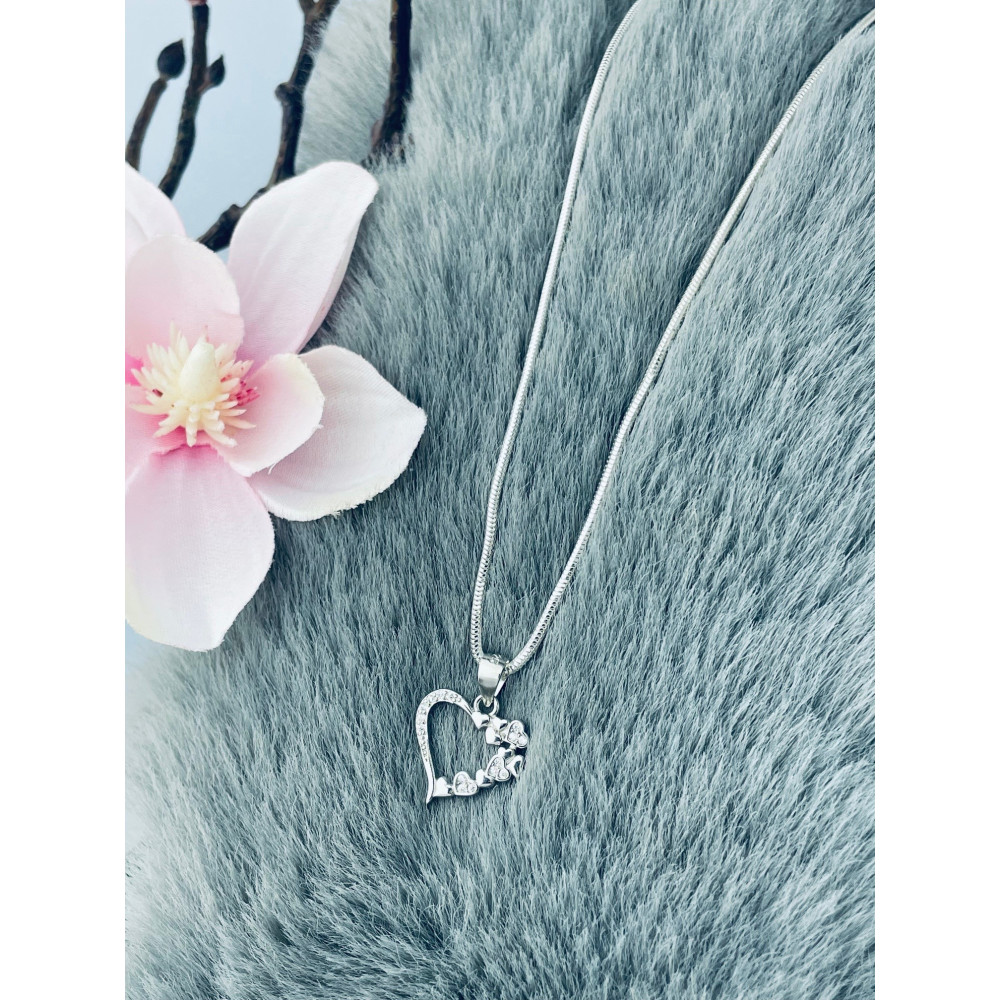 925 Silber Damen Medaillon Anhänger Herz mit Zirkonia