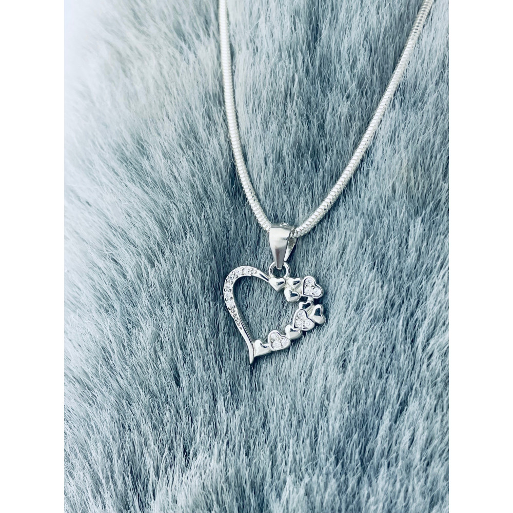 925 Silber Damen Medaillon Anhänger Herz mit Zirkonia