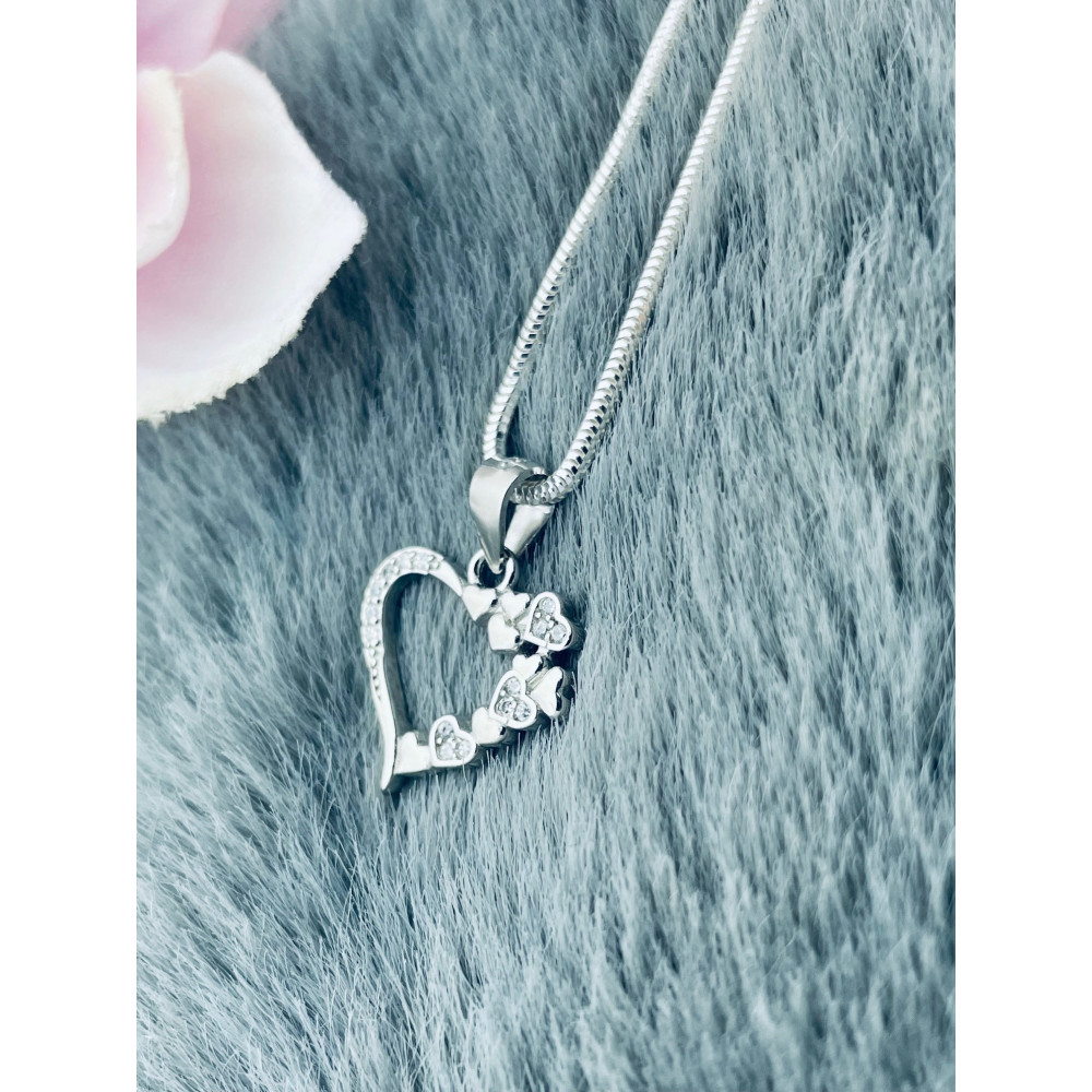 925 Silber Damen Medaillon Anhänger Herz mit Zirkonia