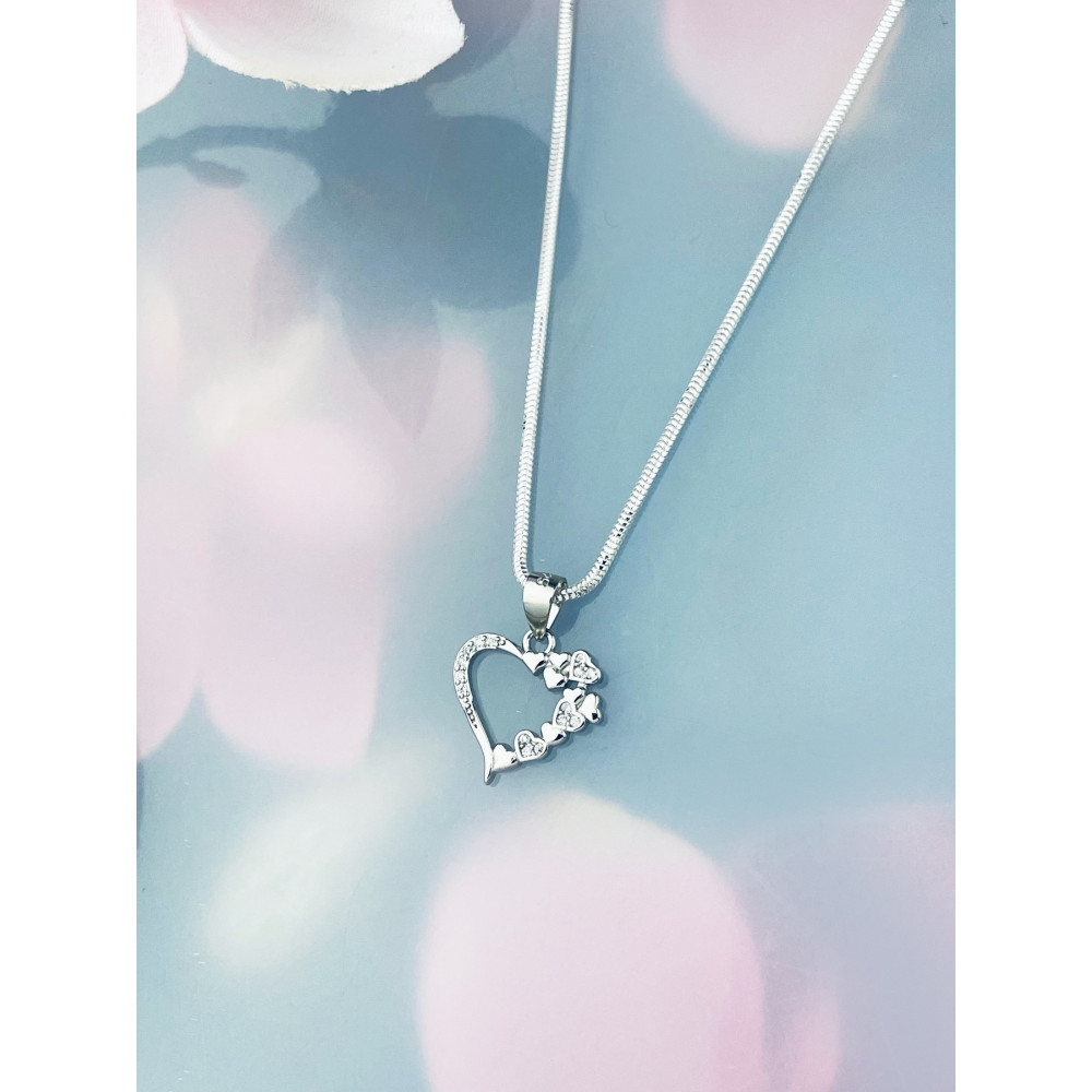 925 Silber Damen Medaillon Anhänger Herz mit Zirkonia