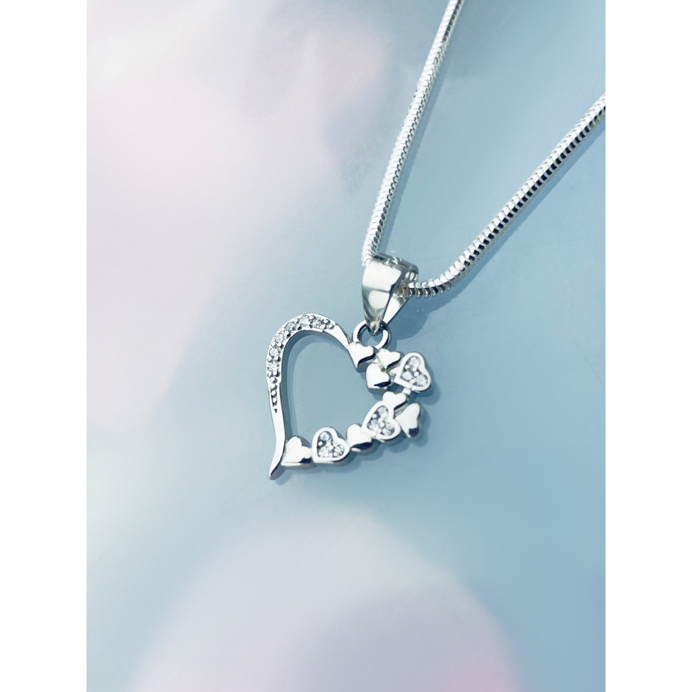 925 Silber Damen Medaillon Anhänger Herz mit Zirkonia