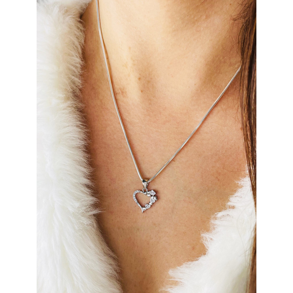 925 Silber Damen Medaillon Anhänger Herz mit Zirkonia