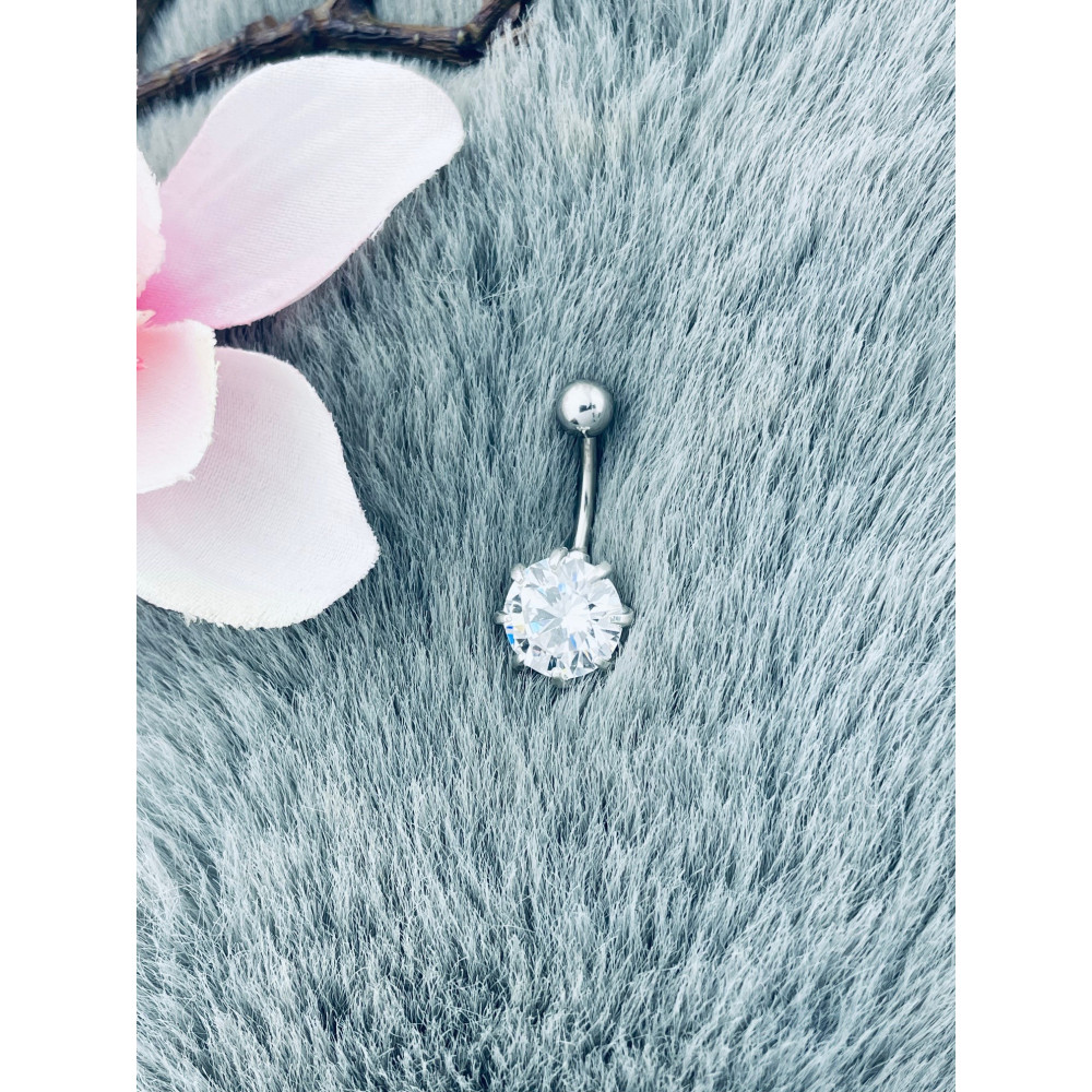 Bauchnabelpiercing Silber 925 Piercingschmuck Banana mit Zirkonia