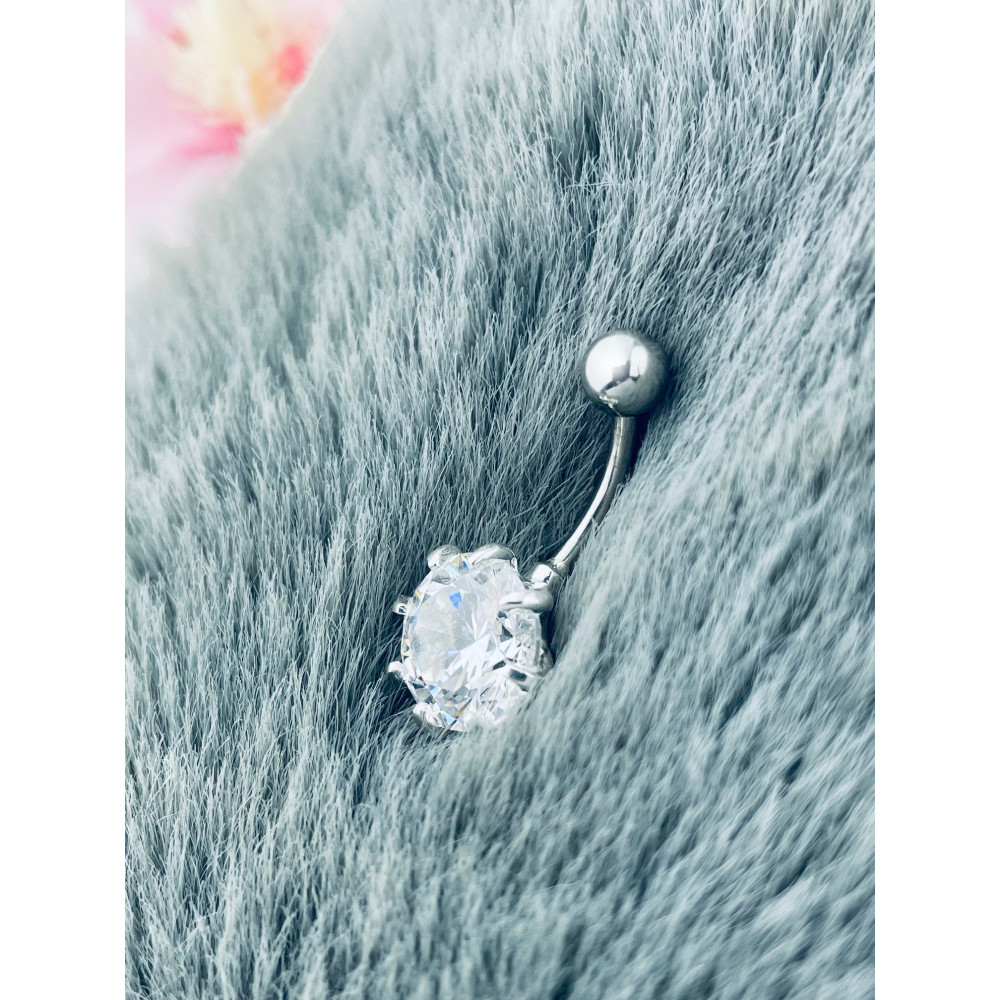 Bauchnabelpiercing Silber 925 Piercingschmuck Banana mit Zirkonia