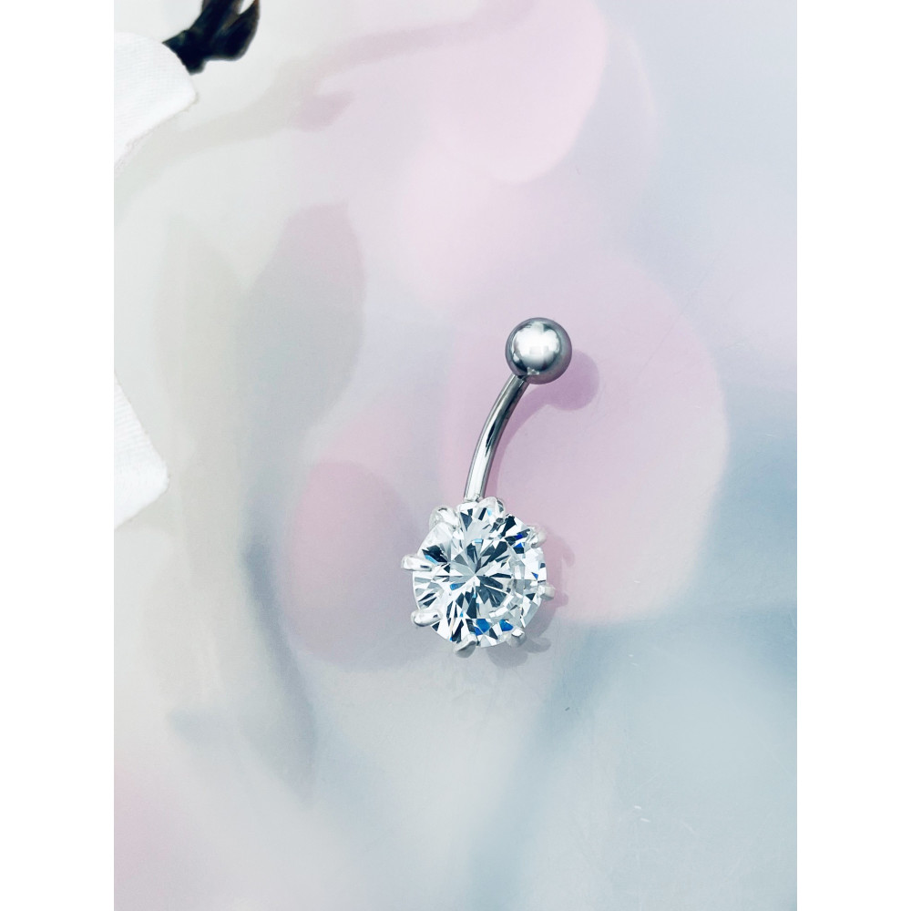 Bauchnabelpiercing Silber 925 Piercingschmuck Banana mit Zirkonia