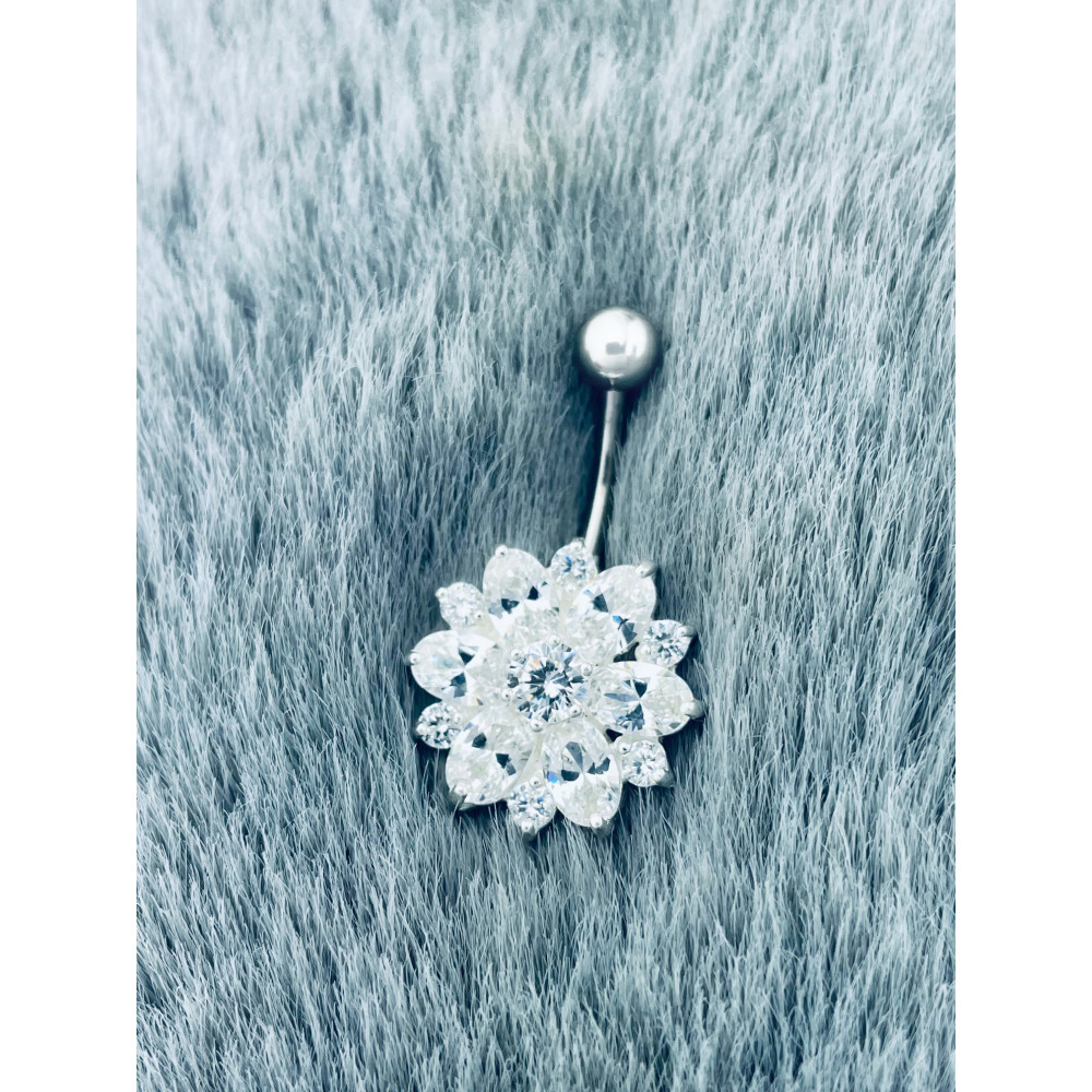 Bauchnabelpiercing Silber 925 Piercingschmuck Banana mit Zirkonia