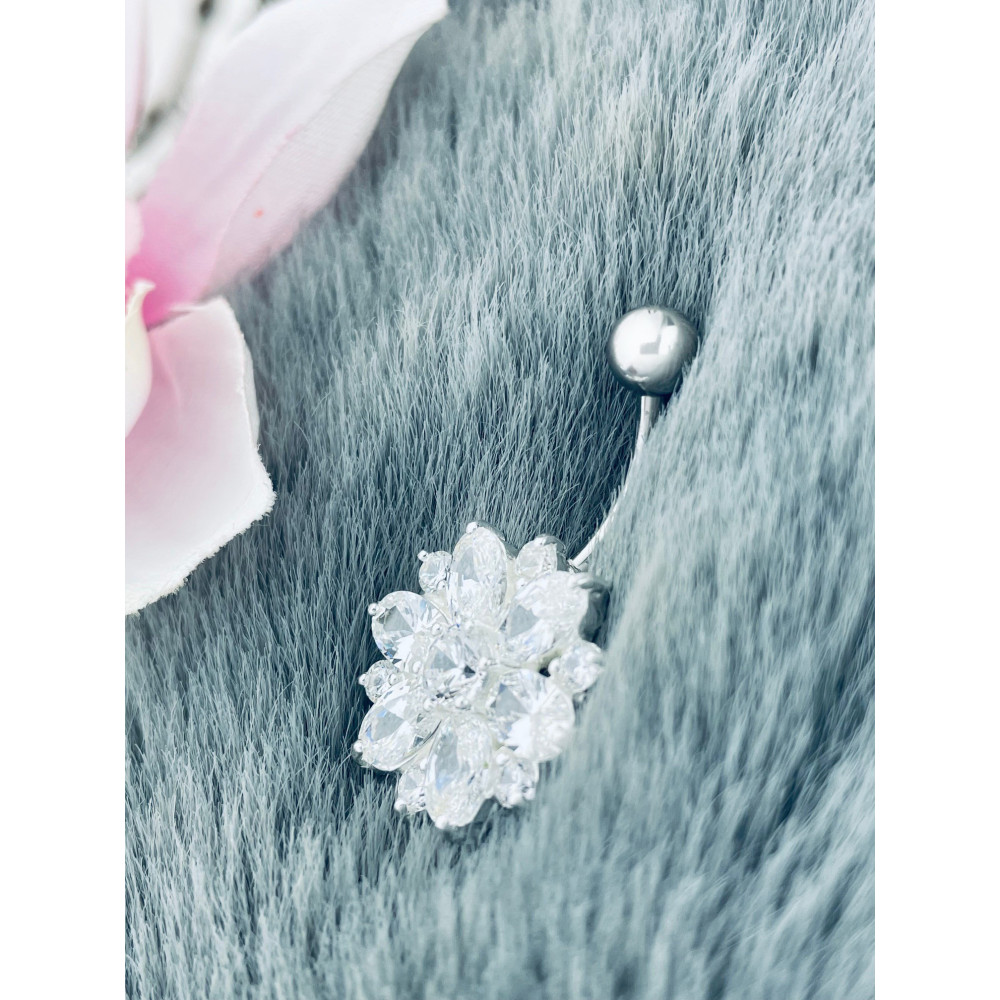 Bauchnabelpiercing Silber 925 Piercingschmuck Banana mit Zirkonia