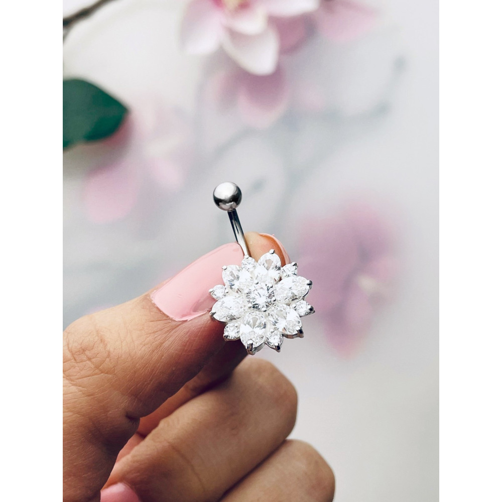 Bauchnabelpiercing Silber 925 Piercingschmuck Banana mit Zirkonia