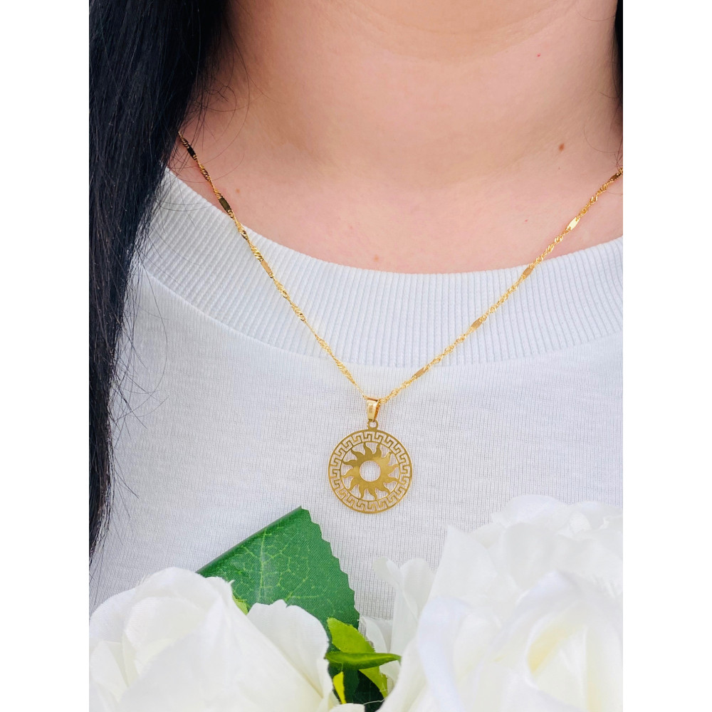 Złota zawieszka wisiorek grecki wzór słońce