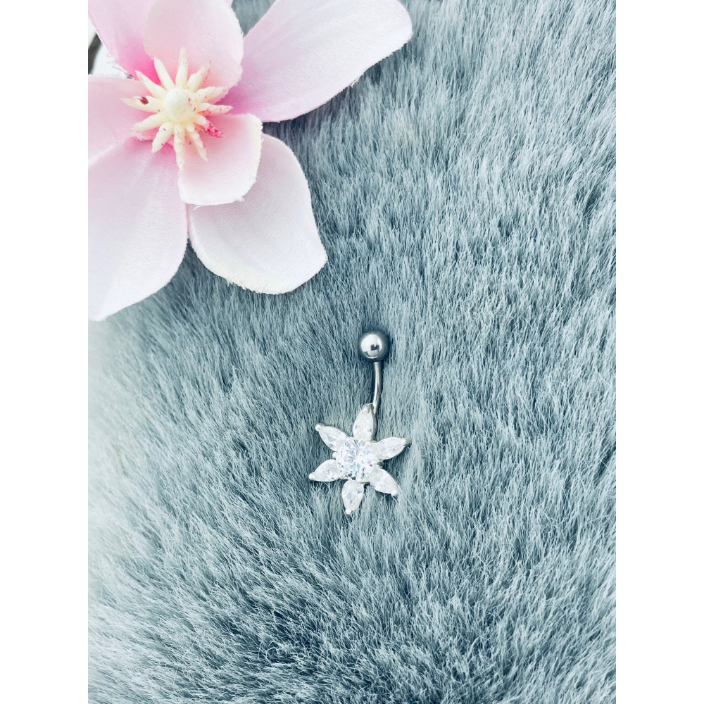 Bauchnabelpiercing Silber 925 Piercingschmuck Banana mit Zirkonia