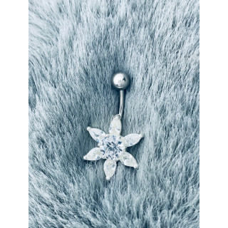 copy of Srebrny kolczyk do pępka z cyrkoniami łezka kropla