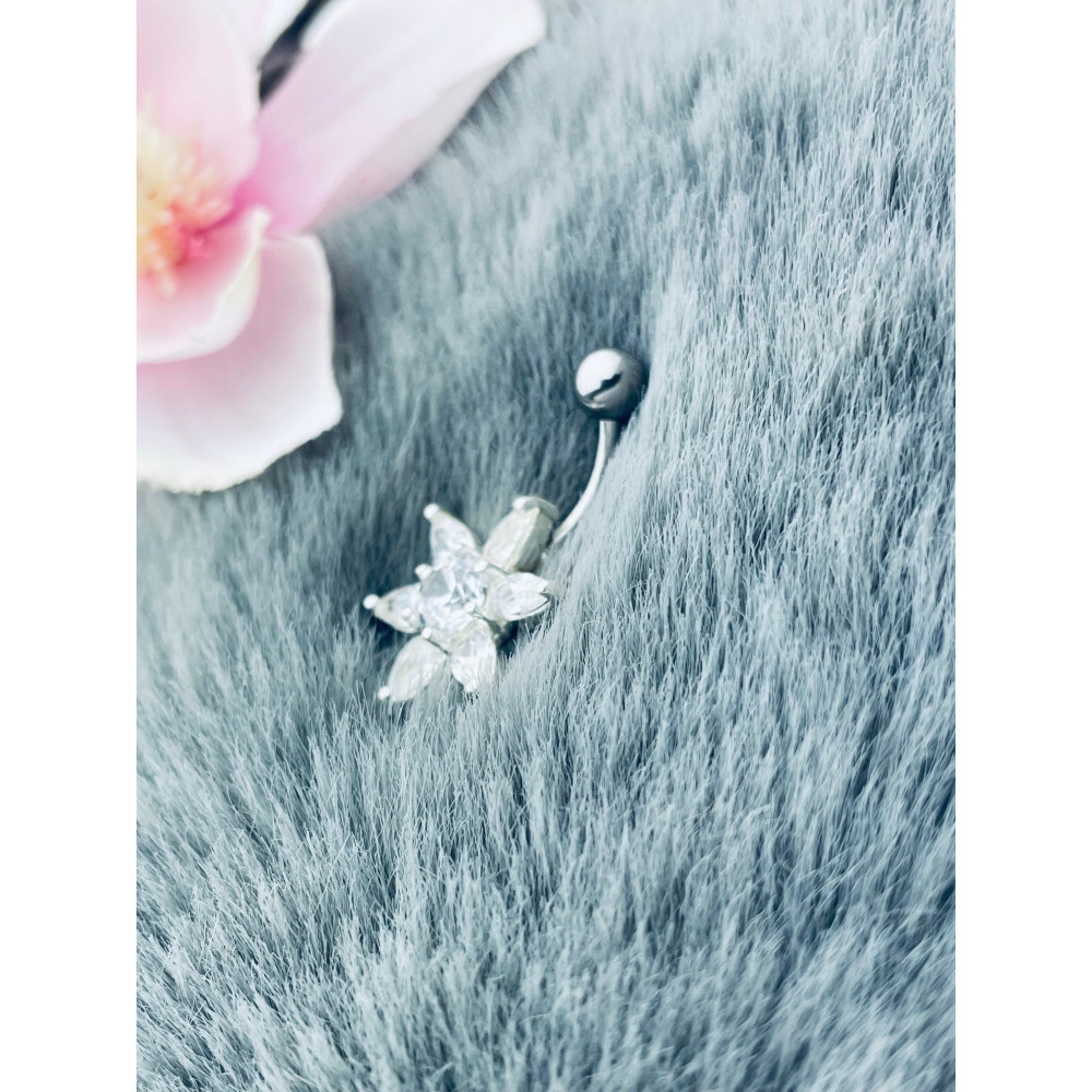 Bauchnabelpiercing Silber 925 Piercingschmuck Banana mit Zirkonia