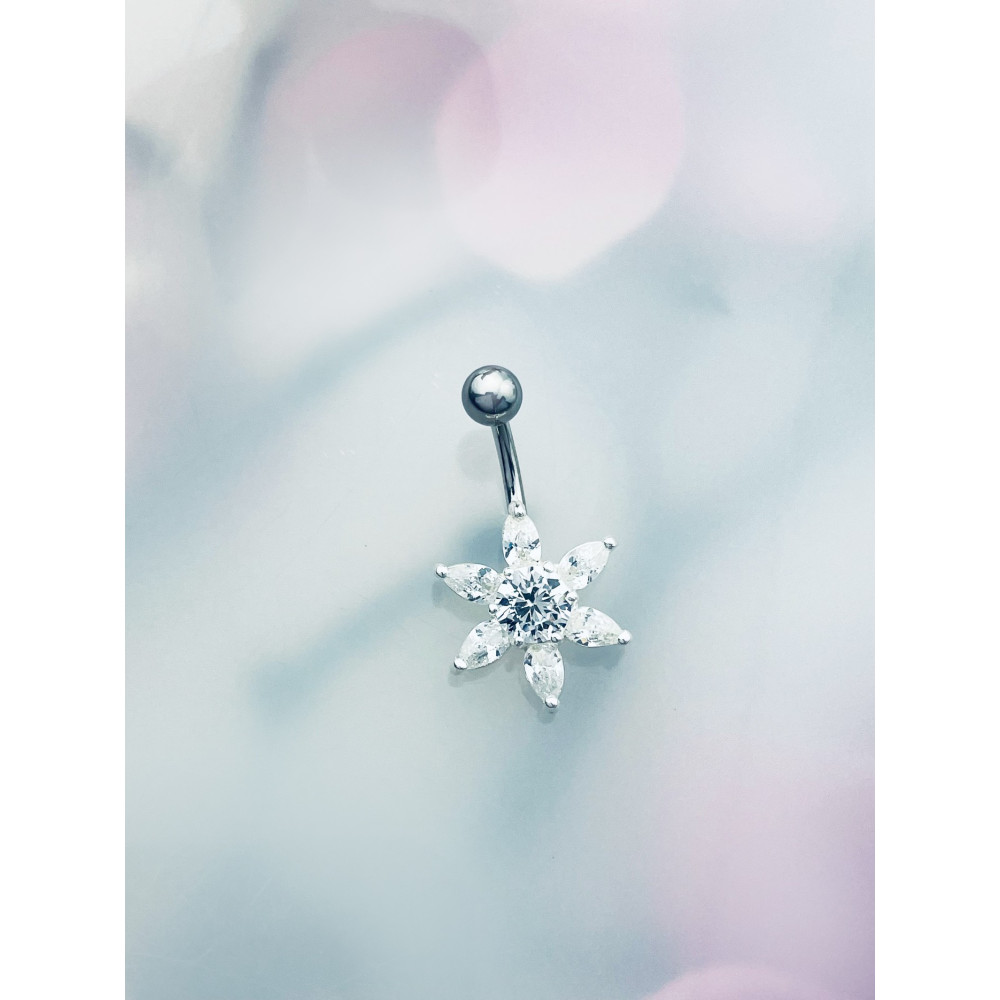 Bauchnabelpiercing Silber 925 Piercingschmuck Banana mit Zirkonia