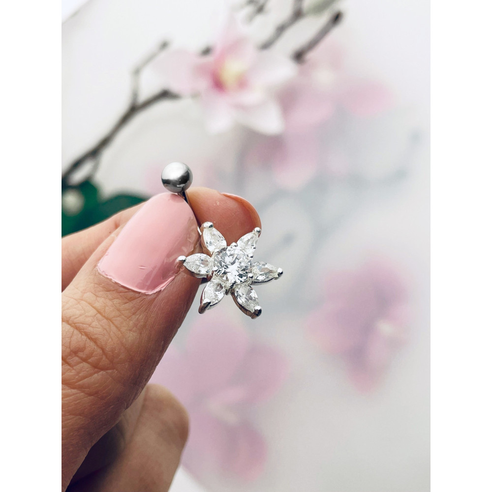 Bauchnabelpiercing Silber 925 Piercingschmuck Banana mit Zirkonia