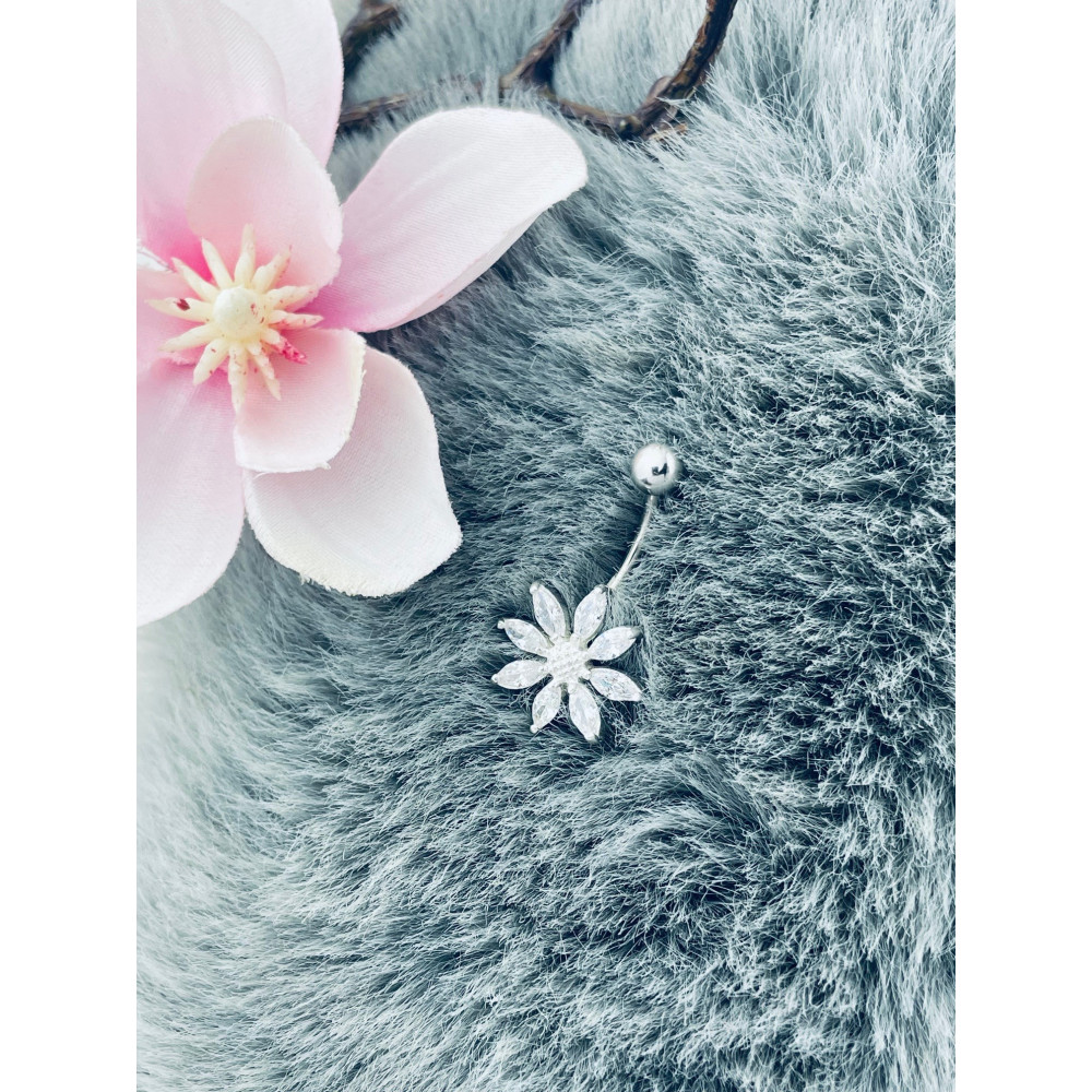 Bauchnabelpiercing Silber 925 Piercingschmuck Banana mit Zirkonia