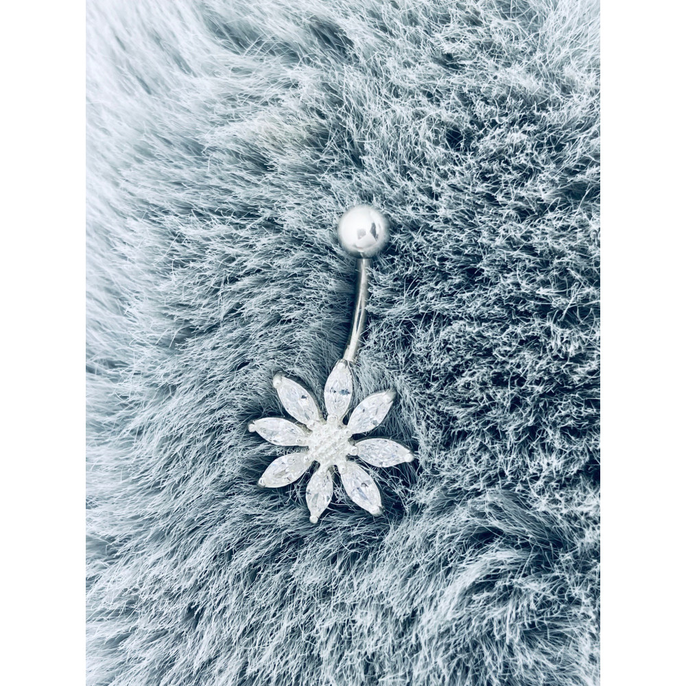 Bauchnabelpiercing Silber 925 Piercingschmuck Banana mit Zirkonia