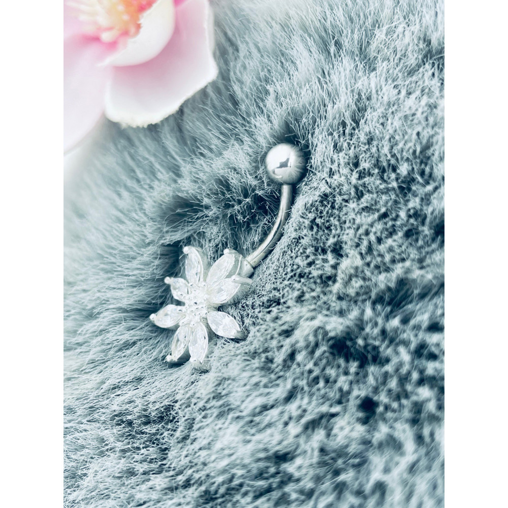 Bauchnabelpiercing Silber 925 Piercingschmuck Banana mit Zirkonia