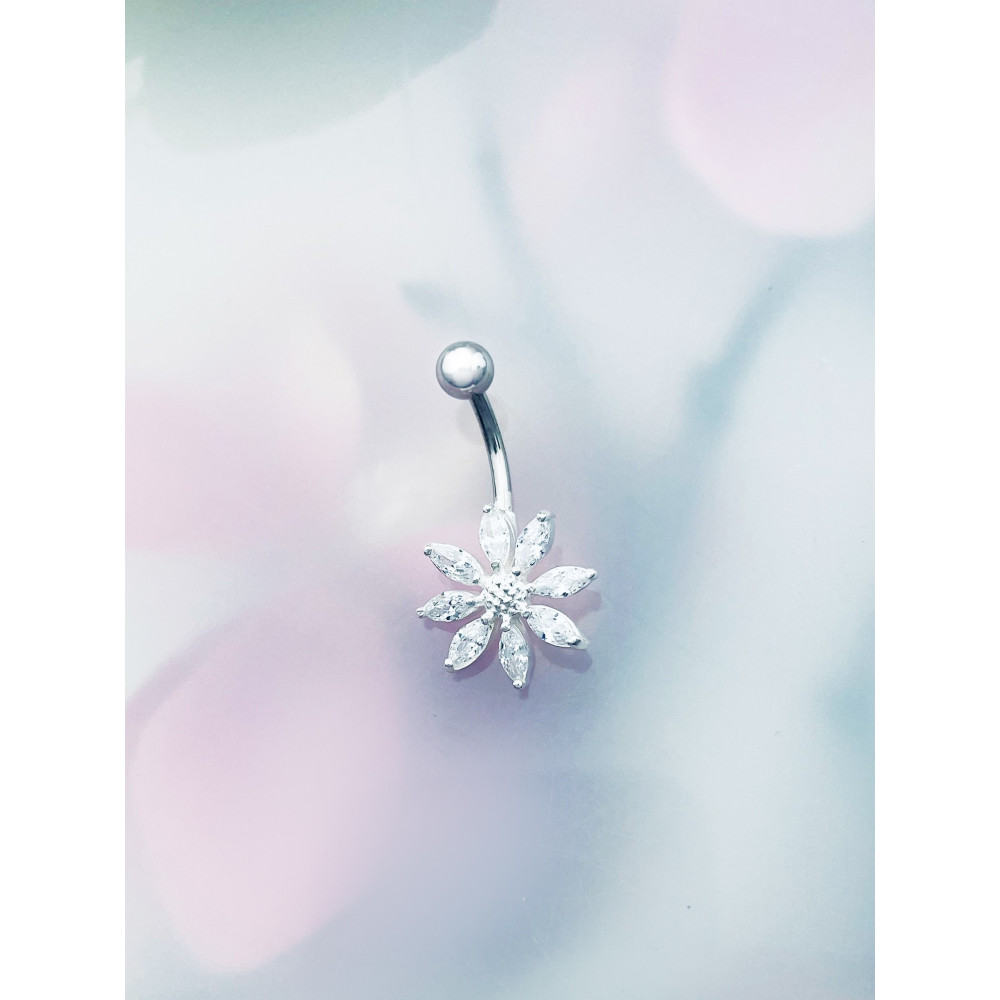 Bauchnabelpiercing Silber 925 Piercingschmuck Banana mit Zirkonia