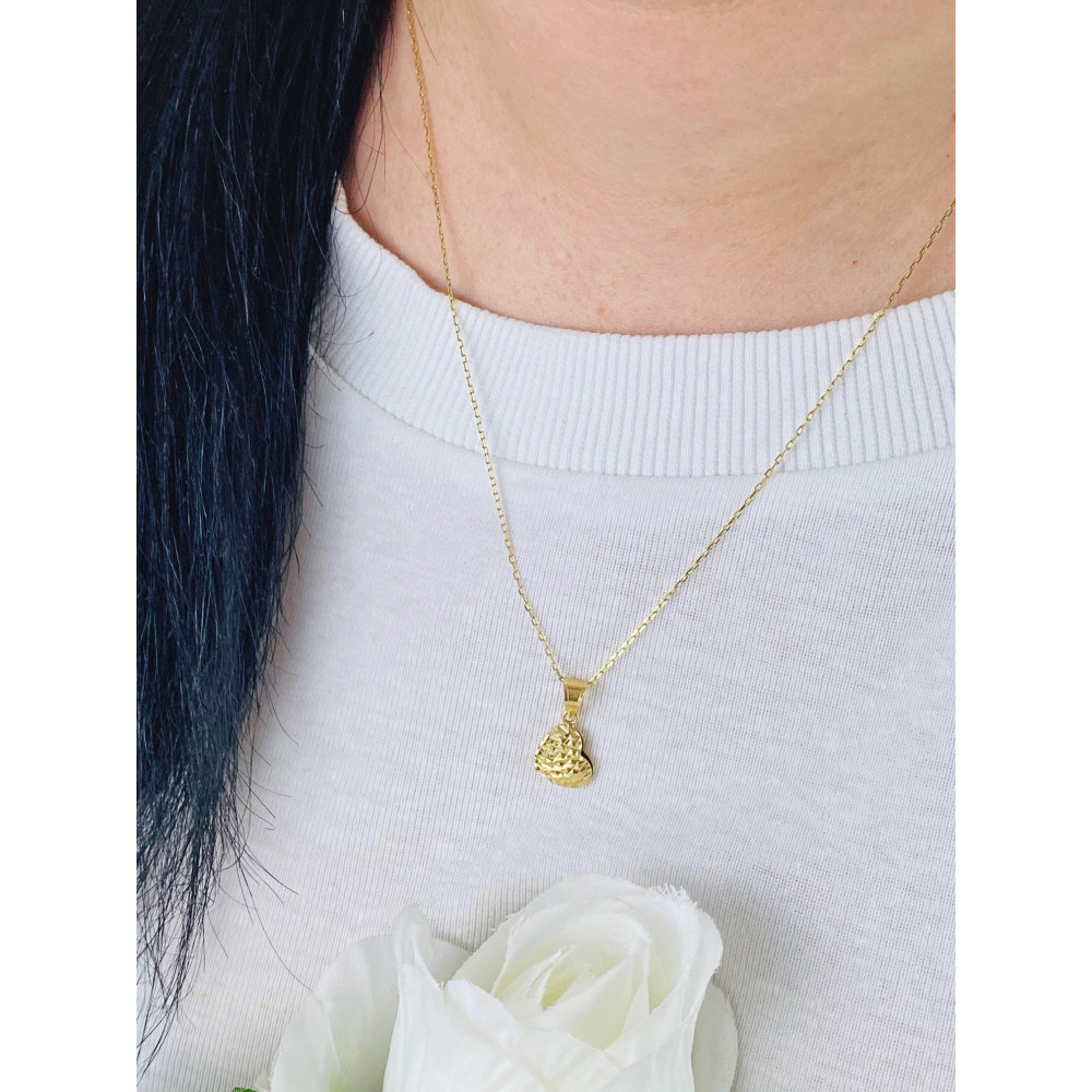 Złoty wisiorek serce frezowane serduszko zawieszka dwustronna