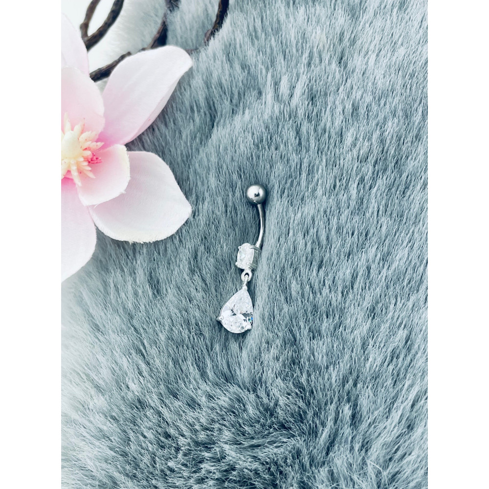 Bauchnabelpiercing Silber 925 Piercingschmuck Banana mit Zirkonia