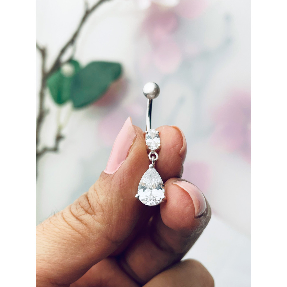 Bauchnabelpiercing Silber 925 Piercingschmuck Banana mit Zirkonia