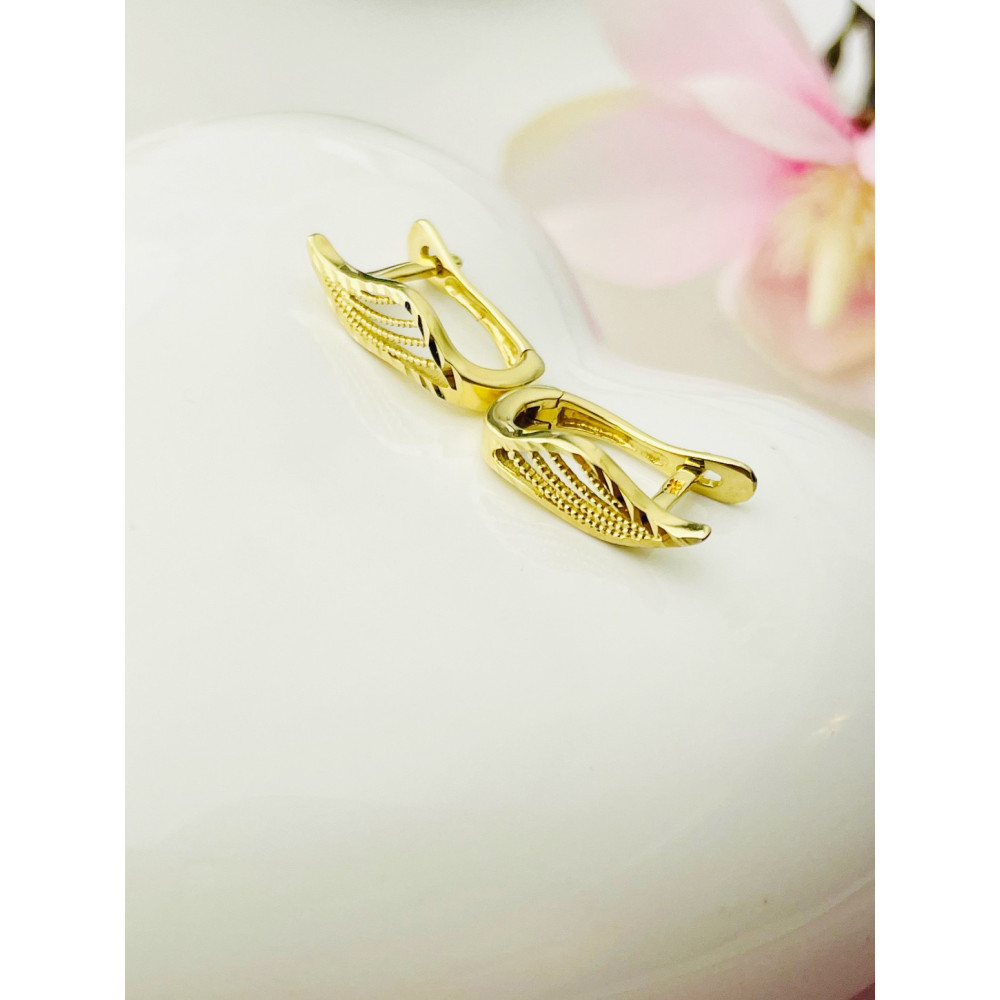 Flügel Ohrringe Ohrhänger Ohrstecker Ohrschmuck Gelbgold Paar 585er 14KT