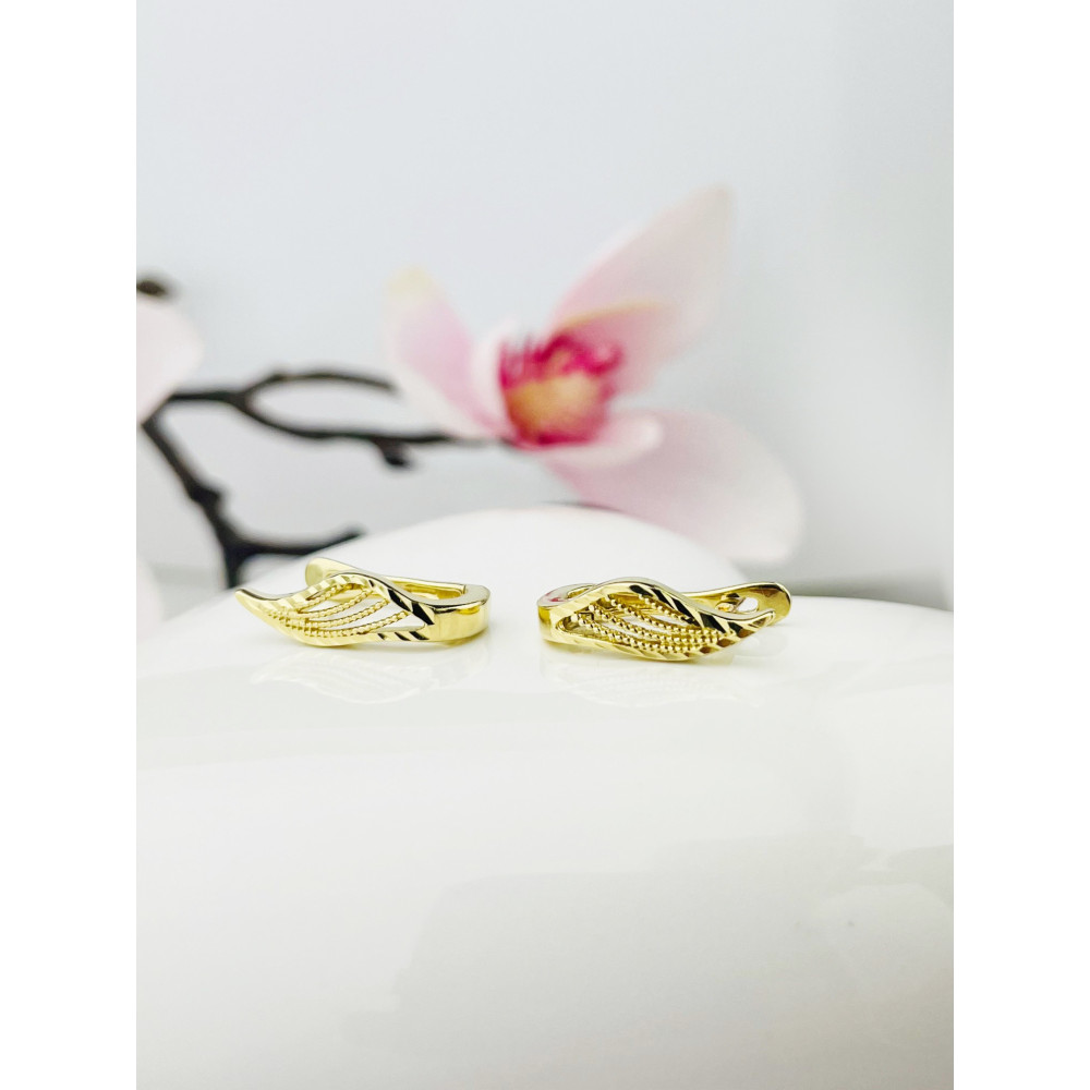 Flügel Ohrringe Ohrhänger Ohrstecker Ohrschmuck Gelbgold Paar 585er 14KT