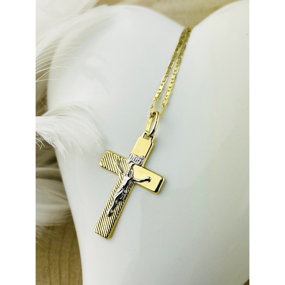 Goldanhänger Kettenanhänger Gold Anhänger Kreuz mit Jesus Goldkreuz Erstkommunion Gelbgold 585er 14KT