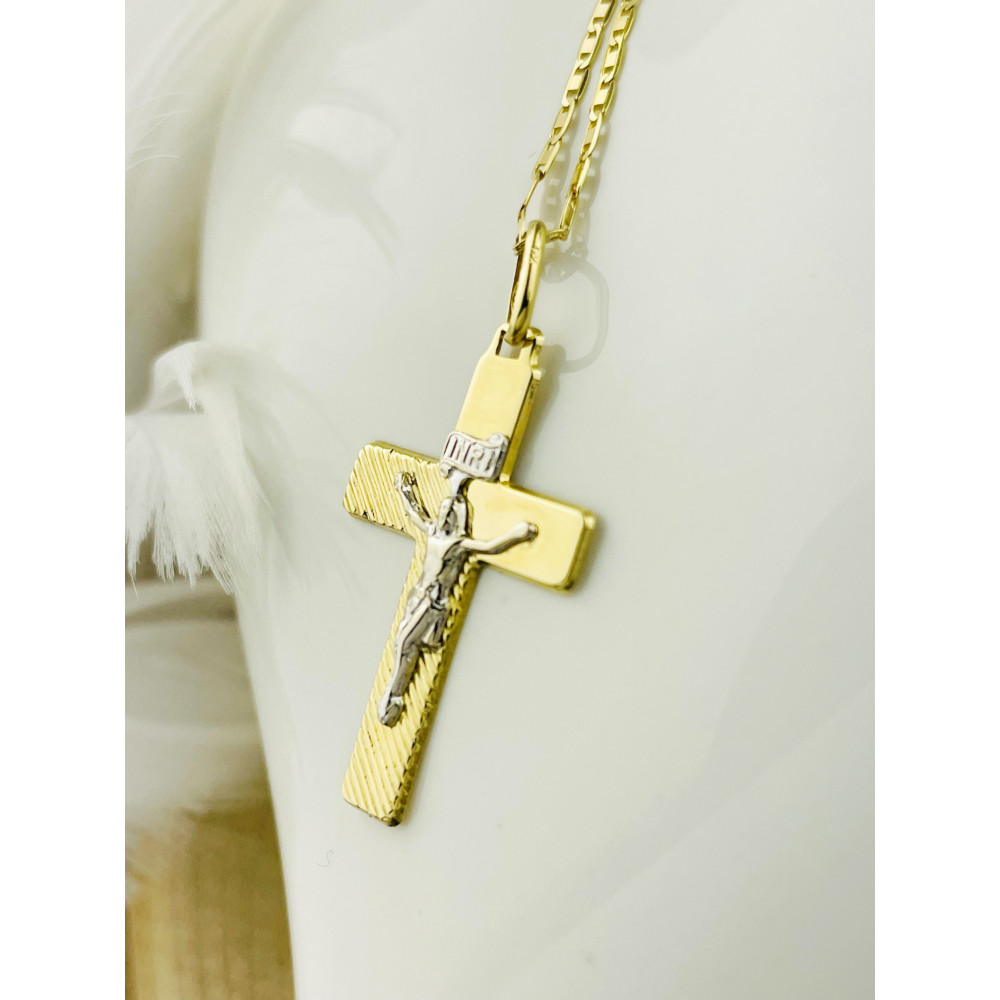 Goldanhänger Kettenanhänger Gold Anhänger Kreuz mit Jesus Goldkreuz Erstkommunion Gelbgold 585er 14KT