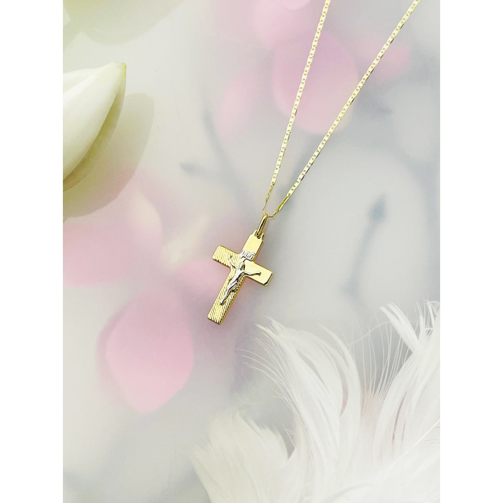 Goldanhänger Kettenanhänger Gold Anhänger Kreuz mit Jesus Goldkreuz Erstkommunion Gelbgold 585er 14KT
