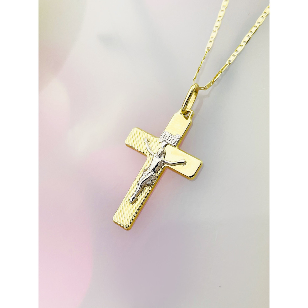 Goldanhänger Kettenanhänger Gold Anhänger Kreuz mit Jesus Goldkreuz Erstkommunion Gelbgold 585er 14KT