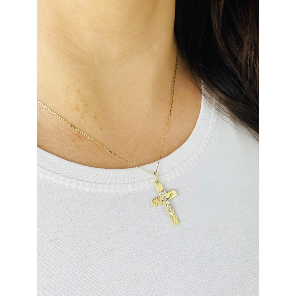 Goldanhänger Kettenanhänger Gold Anhänger Kreuz mit Jesus Goldkreuz Erstkommunion Gelbgold 585er 14KT