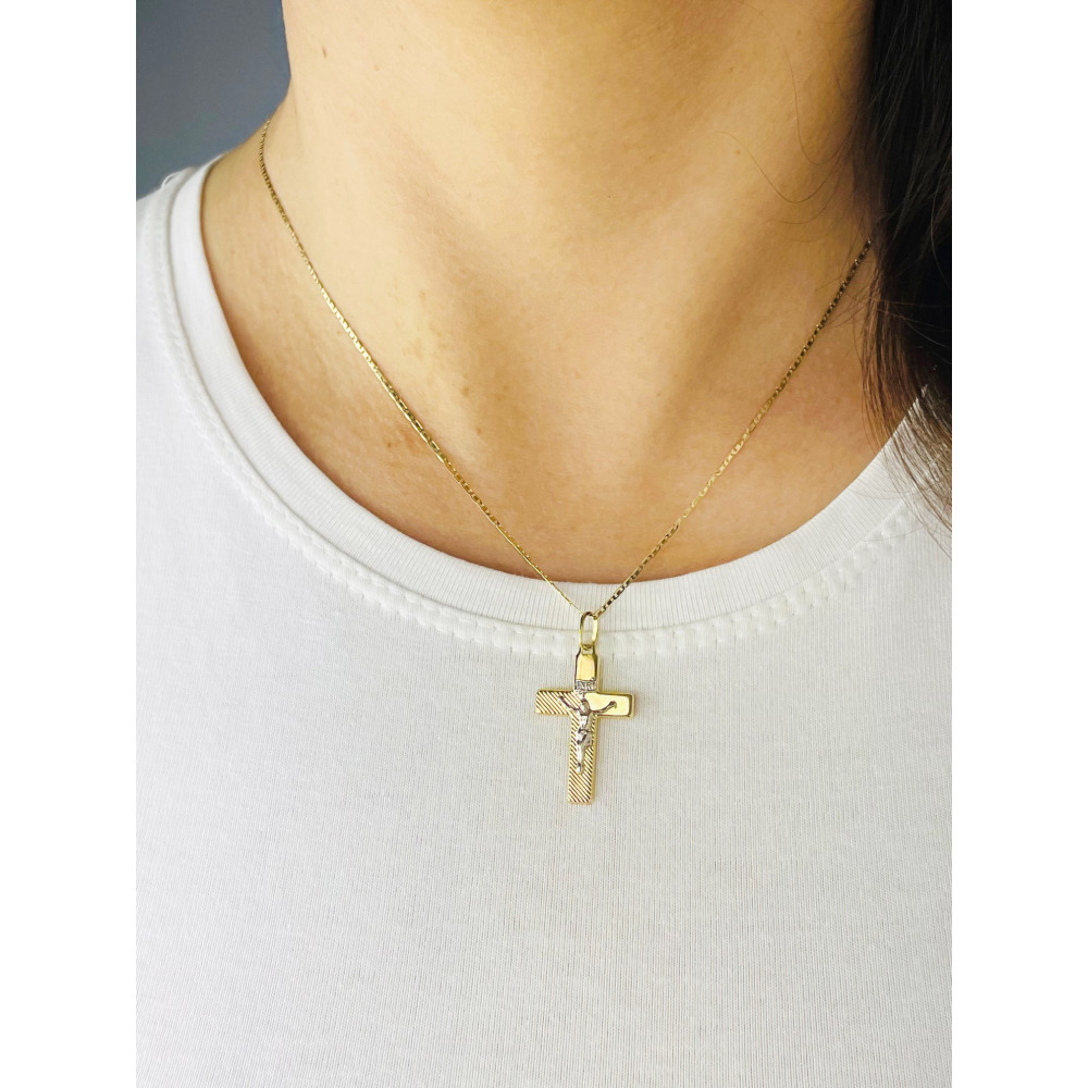 Goldanhänger Kettenanhänger Gold Anhänger Kreuz mit Jesus Goldkreuz Erstkommunion Gelbgold 585er 14KT