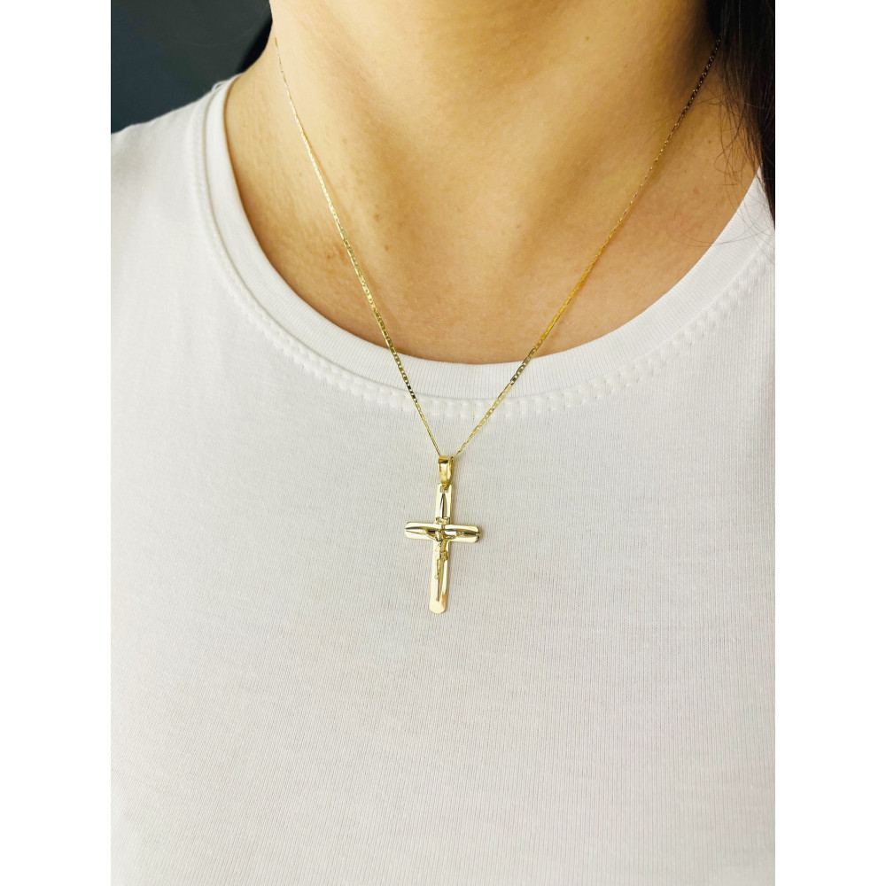 Goldanhänger Kettenanhänger Gold Anhänger Kreuz mit Jesus Goldkreuz Erstkommunion Gelbgold 585er 14KT