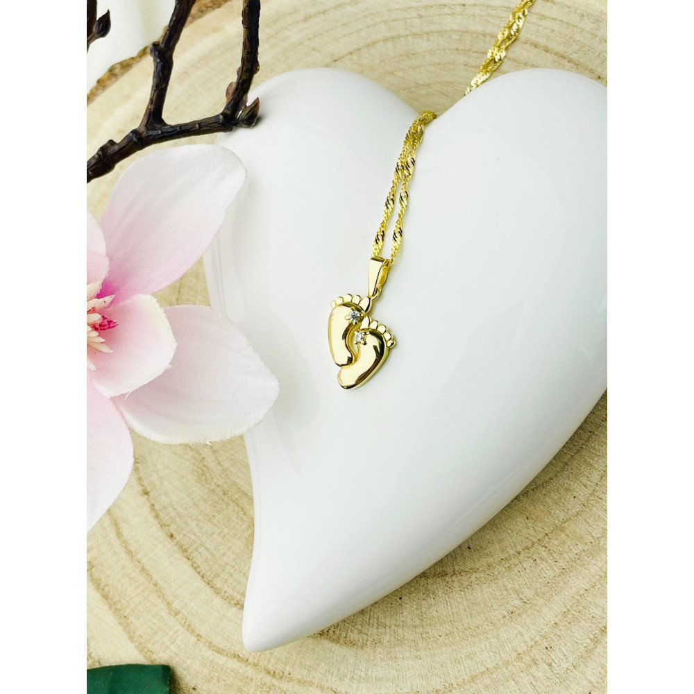 Anhänger Füße Kettenanhänger Gelbgold mit Zirkonia Goldanhänger 585er 14KT