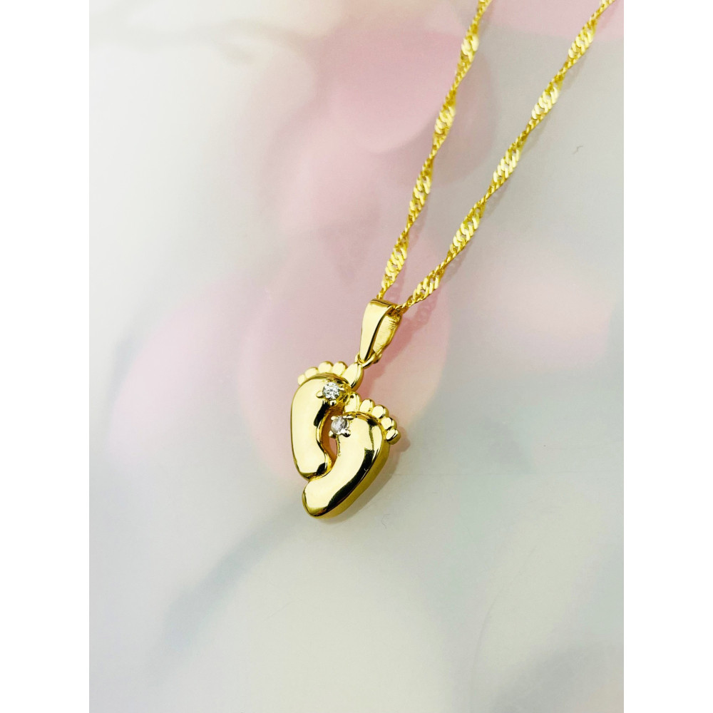 Anhänger Füße Kettenanhänger Gelbgold mit Zirkonia Goldanhänger 585er 14KT