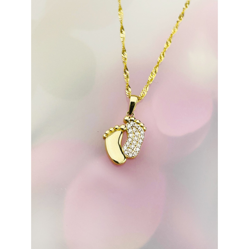 Anhänger Füße Kettenanhänger Gelbgold mit Zirkonia Goldanhänger 585er 14KT