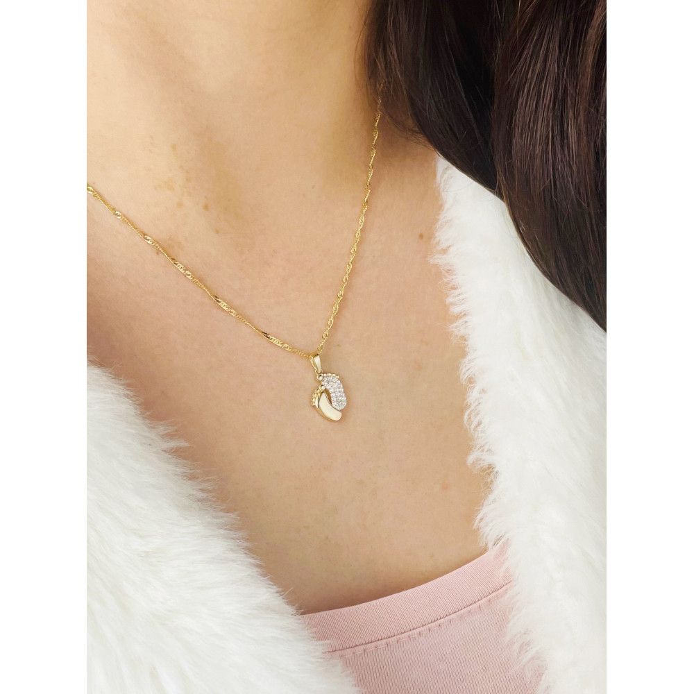 Anhänger Füße Kettenanhänger Gelbgold mit Zirkonia Goldanhänger 585er 14KT