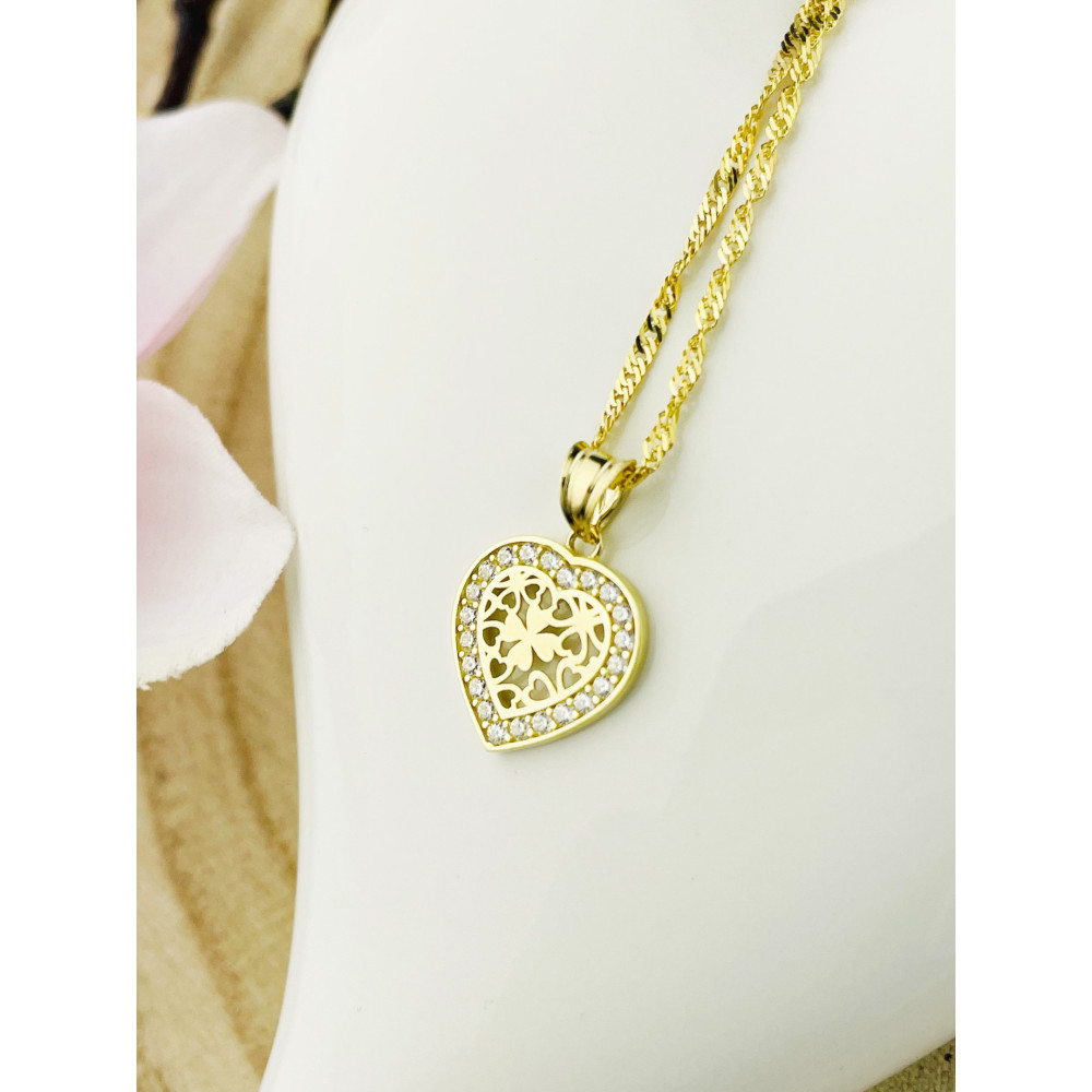 Anhänger Herz Kettenanhänger Gelbgold mit Zirkonia Goldanhänger 585er 14KT