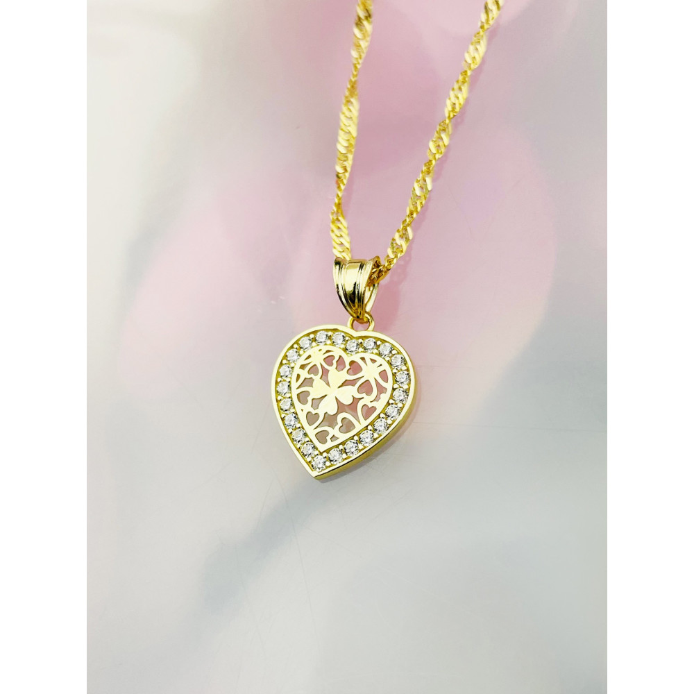 Anhänger Herz Kettenanhänger Gelbgold mit Zirkonia Goldanhänger 585er 14KT