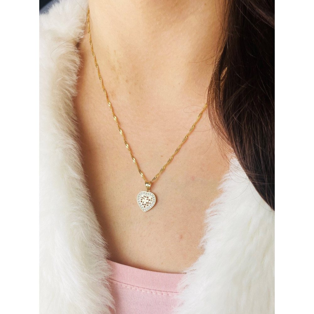 Anhänger Herz Kettenanhänger Gelbgold mit Zirkonia Goldanhänger 585er 14KT