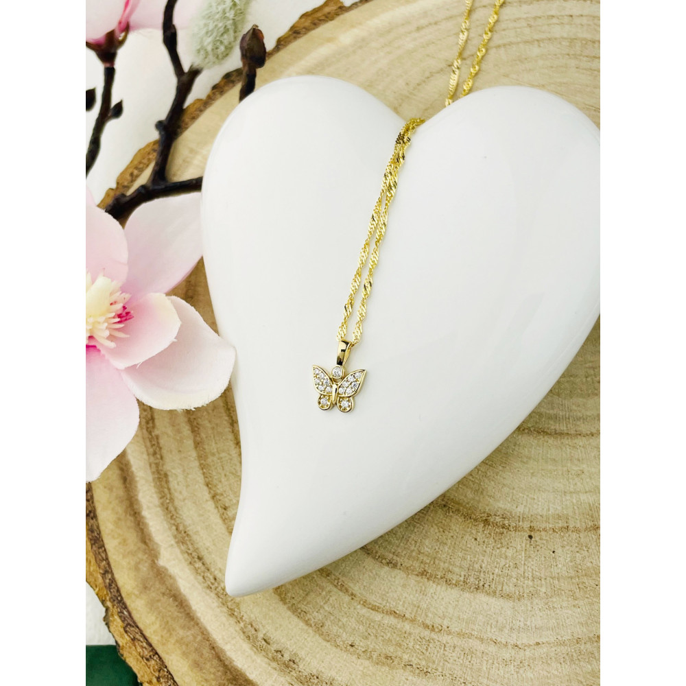 Anhänger Kettenanhänger Gelbgold Goldanhänger Schmetterling mit Zirkonia 585er 14KT