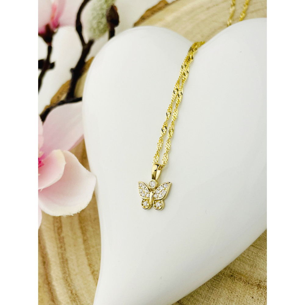 Anhänger Kettenanhänger Gelbgold Goldanhänger Schmetterling mit Zirkonia 585er 14KT