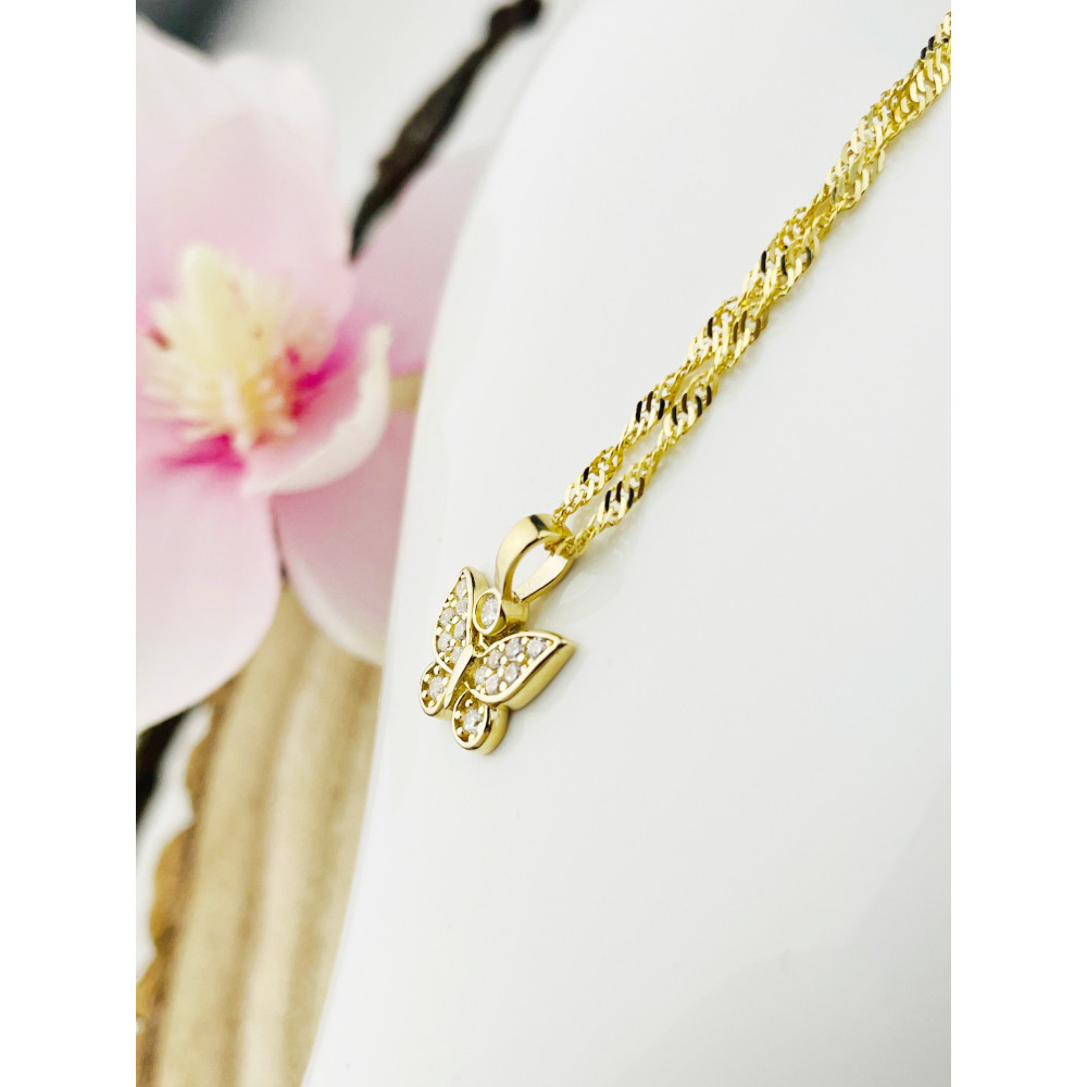 Anhänger Kettenanhänger Gelbgold Goldanhänger Schmetterling mit Zirkonia 585er 14KT