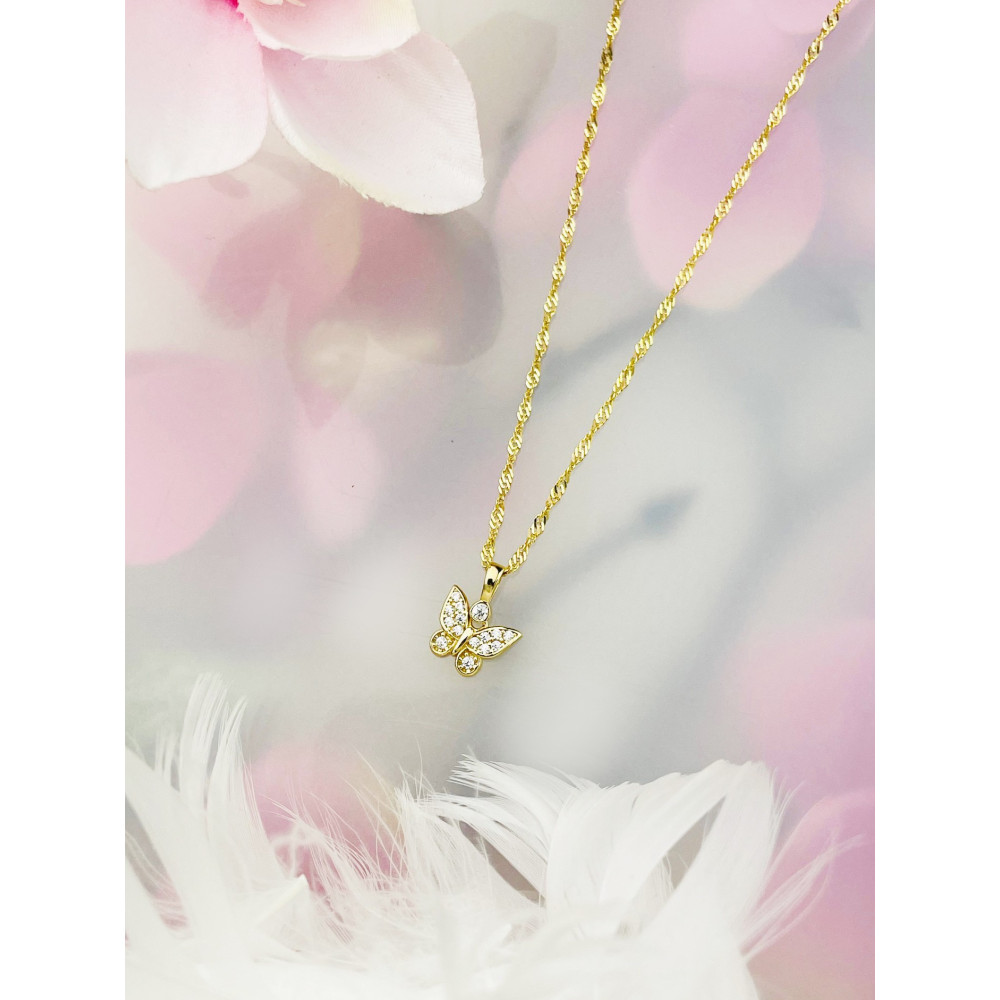 Anhänger Kettenanhänger Gelbgold Goldanhänger Schmetterling mit Zirkonia 585er 14KT