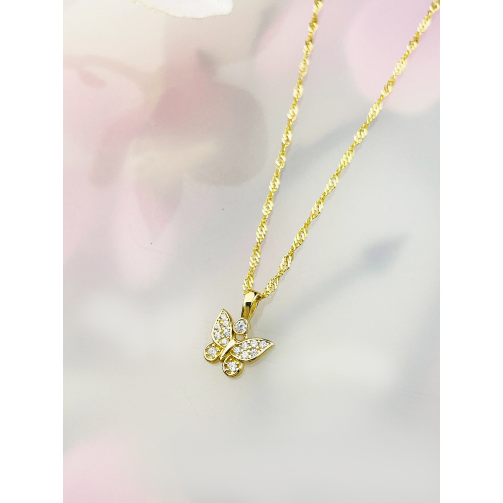 Anhänger Kettenanhänger Gelbgold Goldanhänger Schmetterling mit Zirkonia 585er 14KT