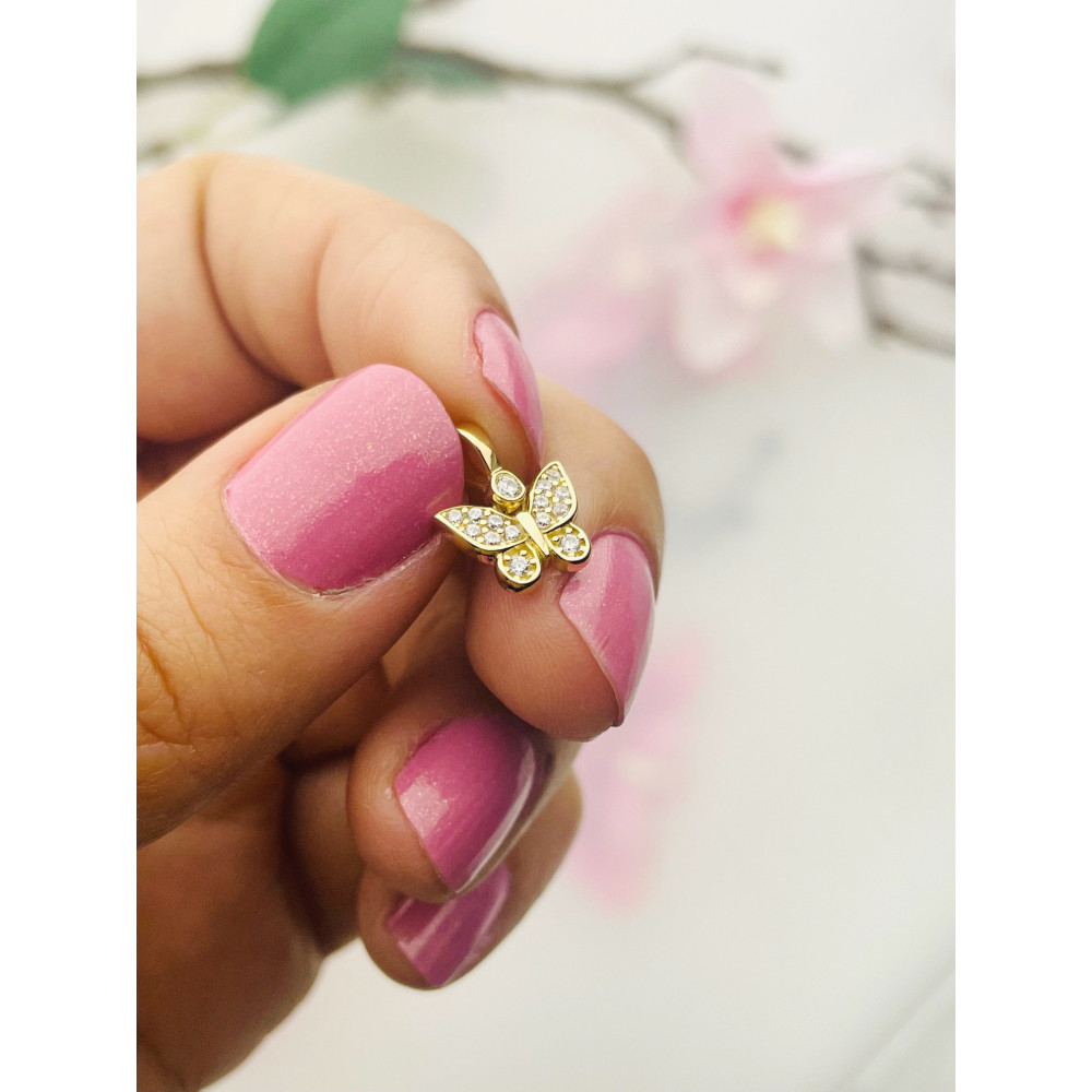 Anhänger Kettenanhänger Gelbgold Goldanhänger Schmetterling mit Zirkonia 585er 14KT