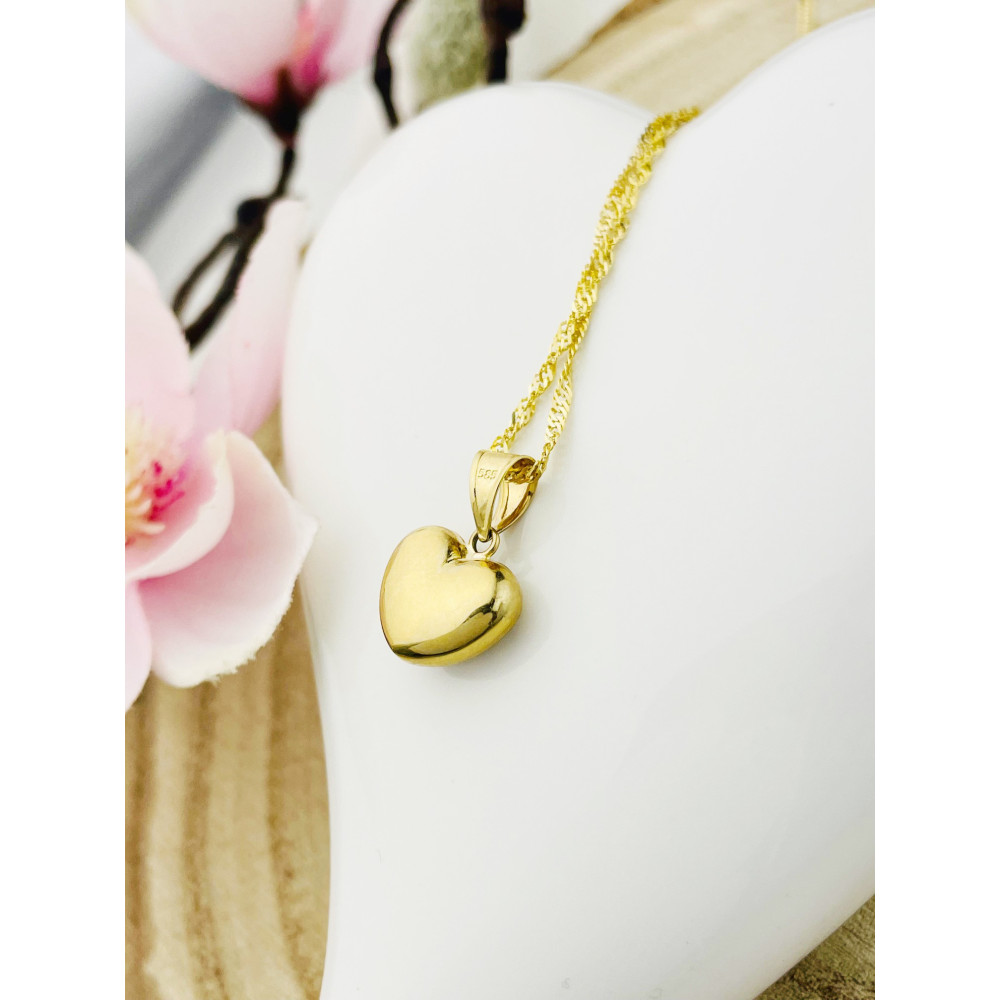 Złoty wisiorek zawieszka serce frezowane figurka bikolor