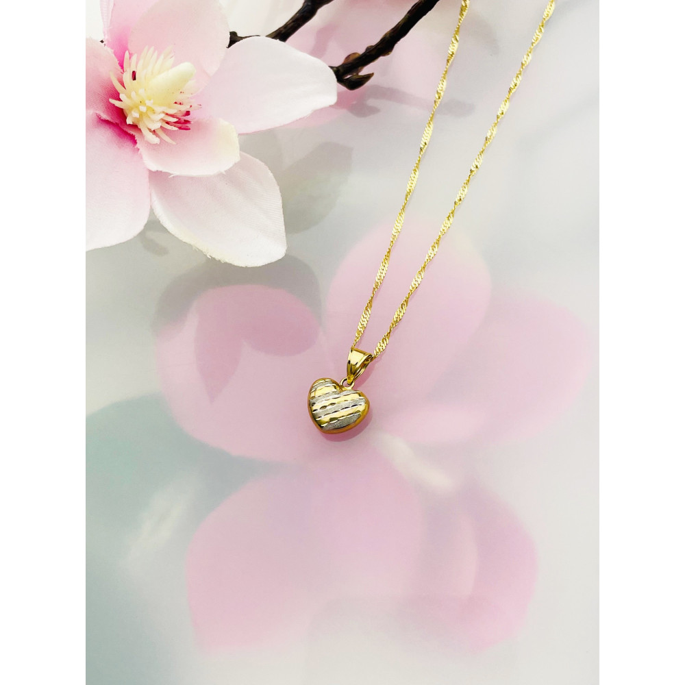 Złoty wisiorek zawieszka serce frezowane figurka bikolor