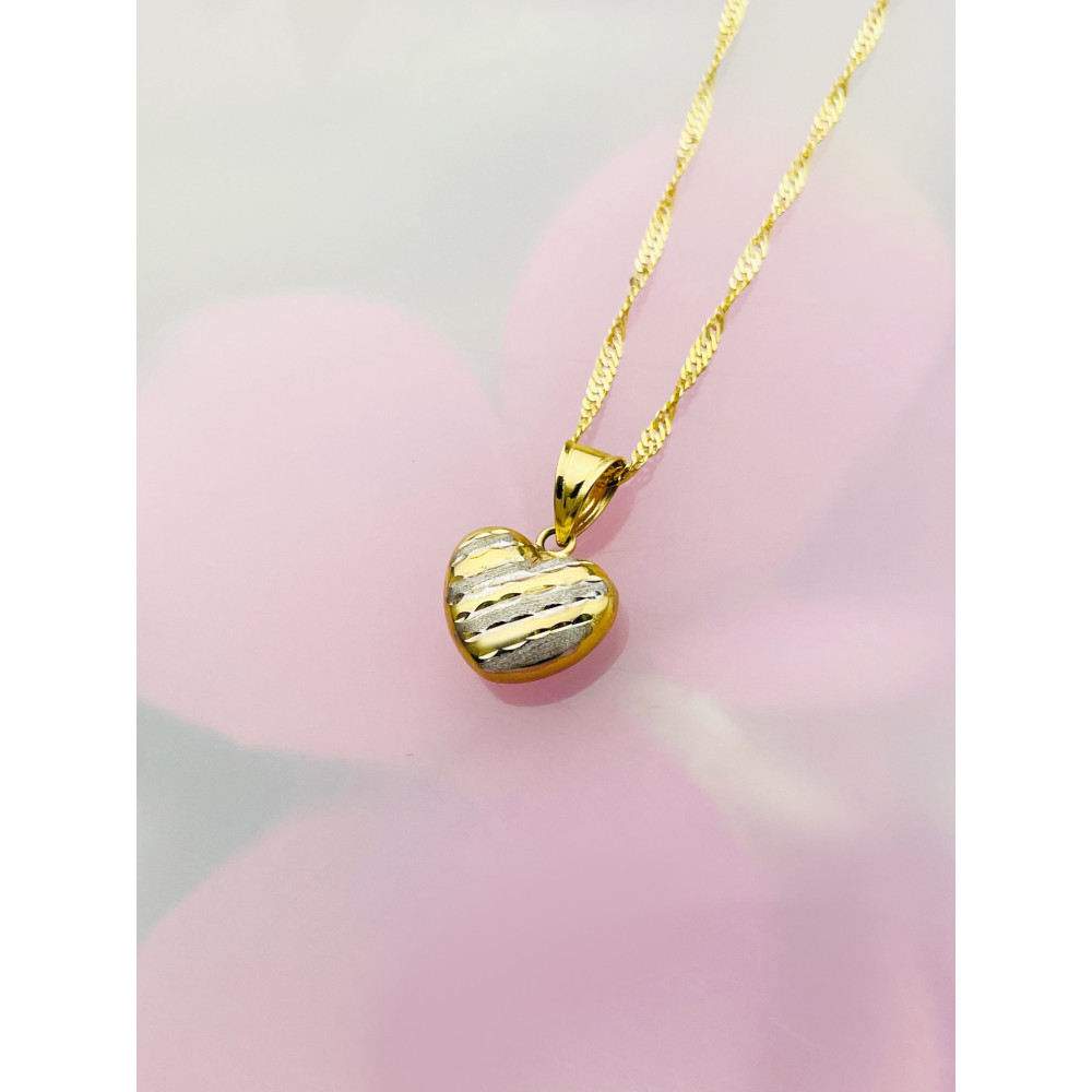 Złoty wisiorek zawieszka serce frezowane figurka bikolor